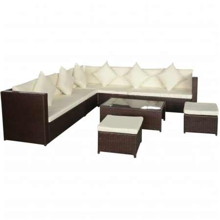 Set sofás de jardín 8 piezas y cojines ratán sintético marrón de , Conjuntos de jardín - Ref: Foro24-42992, Precio: 698,16 €,...