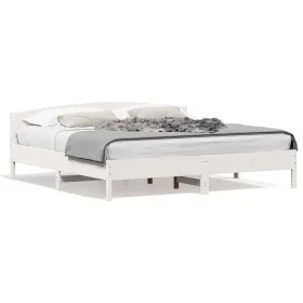 Estructura de cama con cabecero madera de pino blanco 200x200cm de , Camas y somieres - Ref: Foro24-3216189, Precio: 230,12 €...