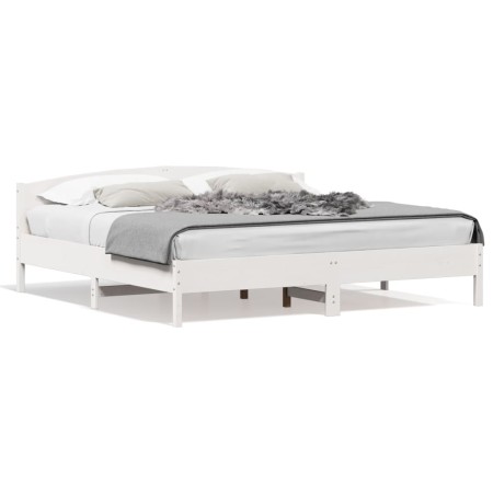 Estructura de cama con cabecero madera de pino blanco 200x200cm de , Camas y somieres - Ref: Foro24-3216189, Precio: 233,07 €...