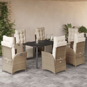 Set comedor de jardín 7 pzas con cojines ratán sintético beige en Conjuntos de jardín | Comprar online en Foru.es