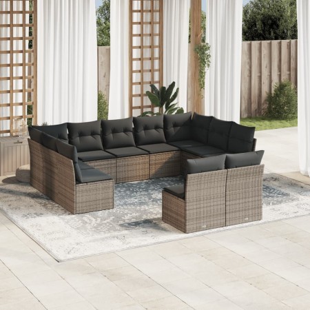 Set de sofás de jardín 11 pzas y cojines ratán sintético gris de , Conjuntos de jardín - Ref: Foro24-3250189, Precio: 591,17 ...
