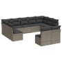Set de sofás de jardín 11 pzas y cojines ratán sintético gris de , Conjuntos de jardín - Ref: Foro24-3250189, Precio: 591,17 ...