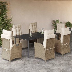 Set comedor de jardín 7 pzas con cojines ratán sintético beige en Conjuntos de jardín | Comprar online en Foru.es