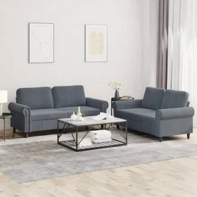 Juego de sofás con cojines 2 piezas terciopelo gris oscuro de , Sofás - Ref: Foro24-3202211, Precio: 478,80 €, Descuento: %