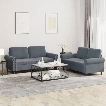 Juego de sofás con cojines 2 piezas terciopelo gris oscuro de , Sofás - Ref: Foro24-3202211, Precio: 478,80 €, Descuento: %