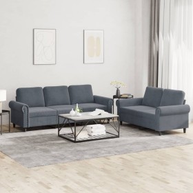 Juego de sofás con cojines 2 piezas terciopelo gris oscuro de , Sofás - Ref: Foro24-3202251, Precio: 548,40 €, Descuento: %