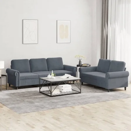 Juego de sofás con cojines 2 piezas terciopelo gris oscuro de , Sofás - Ref: Foro24-3202251, Precio: 539,28 €, Descuento: %