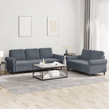 Juego de sofás con cojines 2 piezas terciopelo gris oscuro de , Sofás - Ref: Foro24-3202251, Precio: 548,40 €, Descuento: %