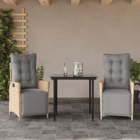 Set comedor de jardín 3 pzas con cojines ratán sintético beige en Conjuntos de jardín | Comprar online en Foru.es