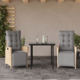 Set comedor de jardín 3 pzas con cojines ratán sintético beige en Conjuntos de jardín | Comprar online en Foru.es