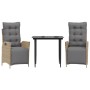 Set comedor de jardín 3 pzas con cojines ratán sintético beige en Conjuntos de jardín | Comprar online en Foru.es