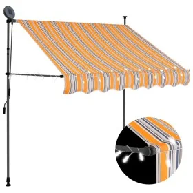 Toldo manual retráctil con LED amarillo y azul 150 cm by , Awnings - Ref: Foro24-145849, Price: 73,80 €, Discount: %