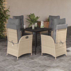 Set comedor de jardín 5 pzas con cojines ratán sintético beige en Conjuntos de jardín | Comprar online en Foru.es
