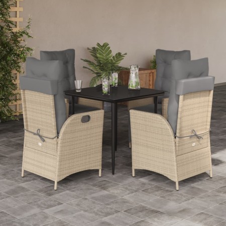 Set comedor de jardín 5 pzas con cojines ratán sintético beige en Conjuntos de jardín | Comprar online en Foru.es