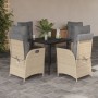 Set comedor de jardín 5 pzas con cojines ratán sintético beige en Conjuntos de jardín | Comprar online en Foru.es