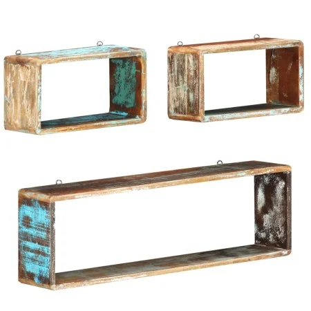 Juego de estantes cubo de pared 3 pzas madera maciza reciclada de , Estantes y estanterías - Ref: Foro24-285845, Precio: 84,8...