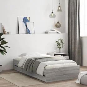 Cama con cajones madera de ingeniería gris Sonoma 75x190 cm de , Camas y somieres - Ref: Foro24-3207334, Precio: 126,48 €, De...