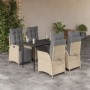 Set comedor de jardín 5 pzas con cojines ratán sintético beige en Conjuntos de jardín | Comprar online en Foru.es