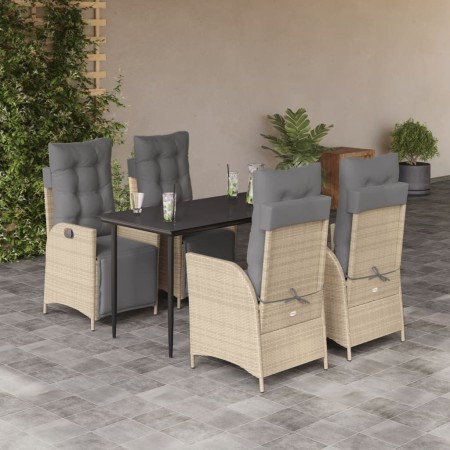 Set comedor de jardín 5 pzas con cojines ratán sintético beige en Conjuntos de jardín | Comprar online en Foru.es