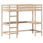 Cama alta con escritorio madera maciza de pino 90x200 cm de , Camas y somieres - Ref: Foro24-842850, Precio: 255,60 €, Descue...