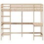 Cama alta con escritorio madera maciza de pino 90x200 cm de , Camas y somieres - Ref: Foro24-842850, Precio: 255,60 €, Descue...