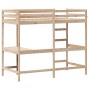 Cama alta con escritorio madera maciza de pino 90x200 cm de , Camas y somieres - Ref: Foro24-842850, Precio: 255,60 €, Descue...