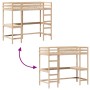 Cama alta con escritorio madera maciza de pino 90x200 cm de , Camas y somieres - Ref: Foro24-842850, Precio: 255,60 €, Descue...