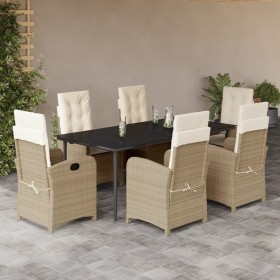 Set comedor de jardín 7 pzas con cojines ratán sintético beige de , Conjuntos de jardín - Ref: Foro24-3212377, Precio: 959,86...
