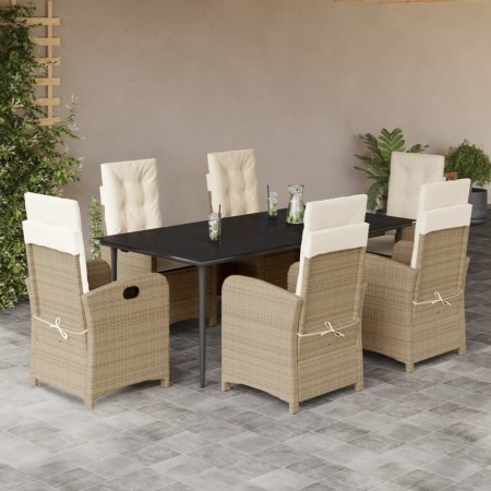 Set comedor de jardín 7 pzas con cojines ratán sintético beige de , Conjuntos de jardín - Ref: Foro24-3212377, Precio: 959,86...