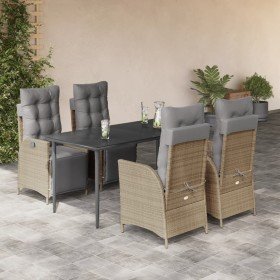 Set comedor de jardín 5 pzas con cojines ratán sintético beige en Conjuntos de jardín | Comprar online en Foru.es