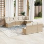 Juego de sofás jardín con cojines beige 10 pzas ratán sintético de , Conjuntos de jardín - Ref: Foro24-3250127, Precio: 596,0...