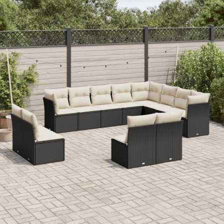 Set de sofás de jardín 12 piezas cojines ratán sintético negro de , Conjuntos de jardín - Ref: Foro24-3250305, Precio: 677,53...
