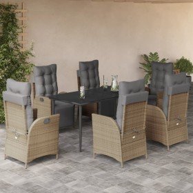 Set comedor de jardín 7 pzas con cojines ratán sintético beige en Conjuntos de jardín | Comprar online en Foru.es