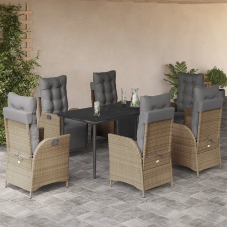 Set comedor de jardín 7 pzas con cojines ratán sintético beige en Conjuntos de jardín | Comprar online en Foru.es