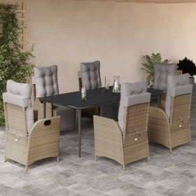 Set comedor de jardín 7 pzas con cojines ratán sintético beige en Conjuntos de jardín | Comprar online en Foru.es