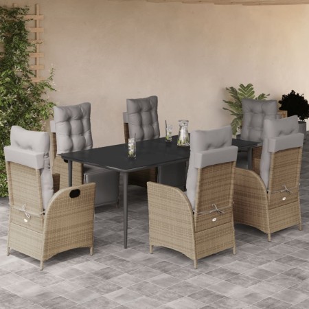 Set comedor de jardín 7 pzas con cojines ratán sintético beige en Conjuntos de jardín | Comprar online en Foru.es