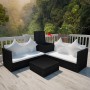 Set de muebles de jardín 4 pzas y cojines ratán sintético negro de , Conjuntos de jardín - Ref: Foro24-42989, Precio: 474,90 ...