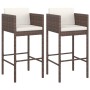 Taburetes de barra de cocina 2 uds con cojines ratán PE marrón de , Sillas de jardín - Ref: Foro24-316672, Precio: 144,62 €, ...