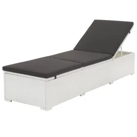 Tumbona con cojín negro ratán sintético blanco de , Tumbonas - Ref: Foro24-317107, Precio: 137,46 €, Descuento: %