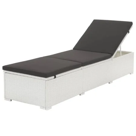 Tumbona con cojín negro ratán sintético blanco de , Tumbonas - Ref: Foro24-317107, Precio: 137,46 €, Descuento: %