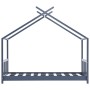 Estructura de cama infantil madera maciza pino gris 70x140 cm de vidaXL, Cunas y camas para niños - Ref: Foro24-283370, Preci...