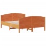 Estructura cama con cabecero madera pino marrón cera 135x190 cm de , Camas y somieres - Ref: Foro24-3216184, Precio: 217,27 €...