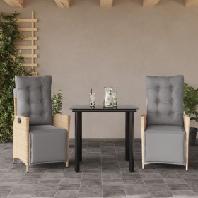 Set comedor de jardín 3 pzas con cojines ratán sintético beige en Conjuntos de jardín | Comprar online en Foru.es