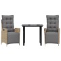 Set comedor de jardín 3 pzas con cojines ratán sintético beige en Conjuntos de jardín | Comprar online en Foru.es