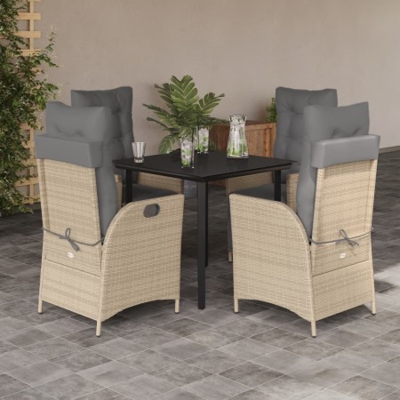 Set comedor de jardín 5 pzas con cojines ratán sintético beige en Conjuntos de jardín | Comprar online en Foru.es