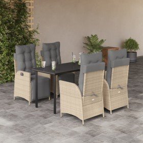 Set comedor de jardín 5 pzas con cojines ratán sintético beige en Conjuntos de jardín | Comprar online en Foru.es