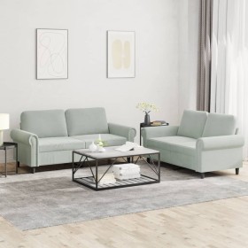 Juego de sofás con cojines 2 piezas terciopelo gris claro de , Sofás - Ref: Foro24-3202210, Precio: 489,89 €, Descuento: %