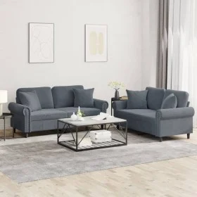 Juego de sofás con cojines 2 piezas terciopelo gris oscuro de , Sofás - Ref: Foro24-3202231, Precio: 502,82 €, Descuento: %