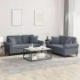 Dark gray velvet 2-piece sofa set with cushions by , Sofas - Ref: Foro24-3202231, Price: 502,82 €, Discount: %
