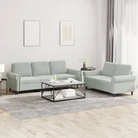 Juego de sofás con cojines 2 piezas terciopelo gris claro de , Sofás - Ref: Foro24-3202250, Precio: 546,09 €, Descuento: %